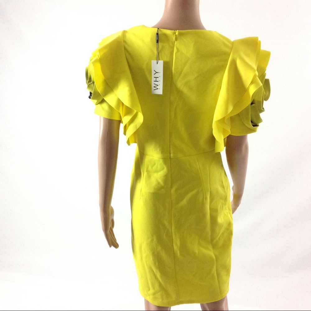 Yellow Ruffle Sleeve Mini Dress - Picture 5 of 7